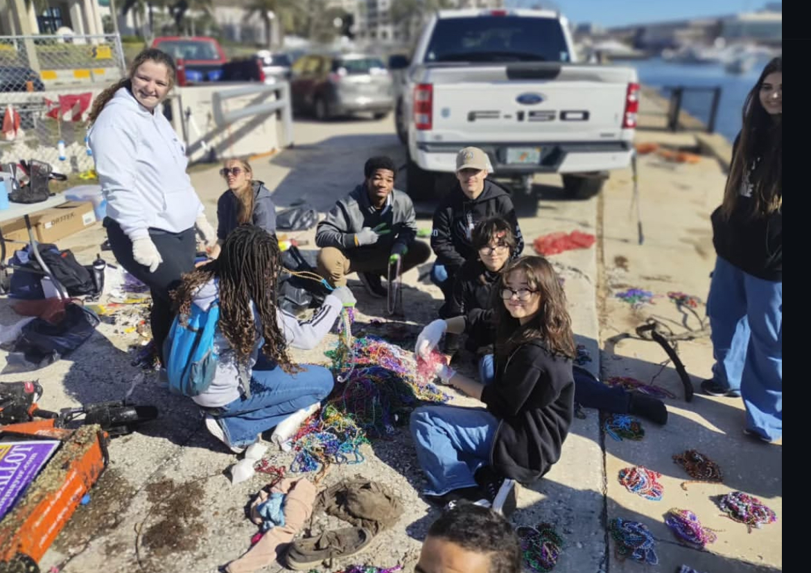 JROTC members working hard to clean up Bayshore