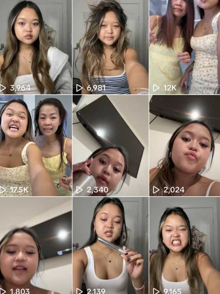 Eva Nguyen's Tiktok page featuring her various video styles