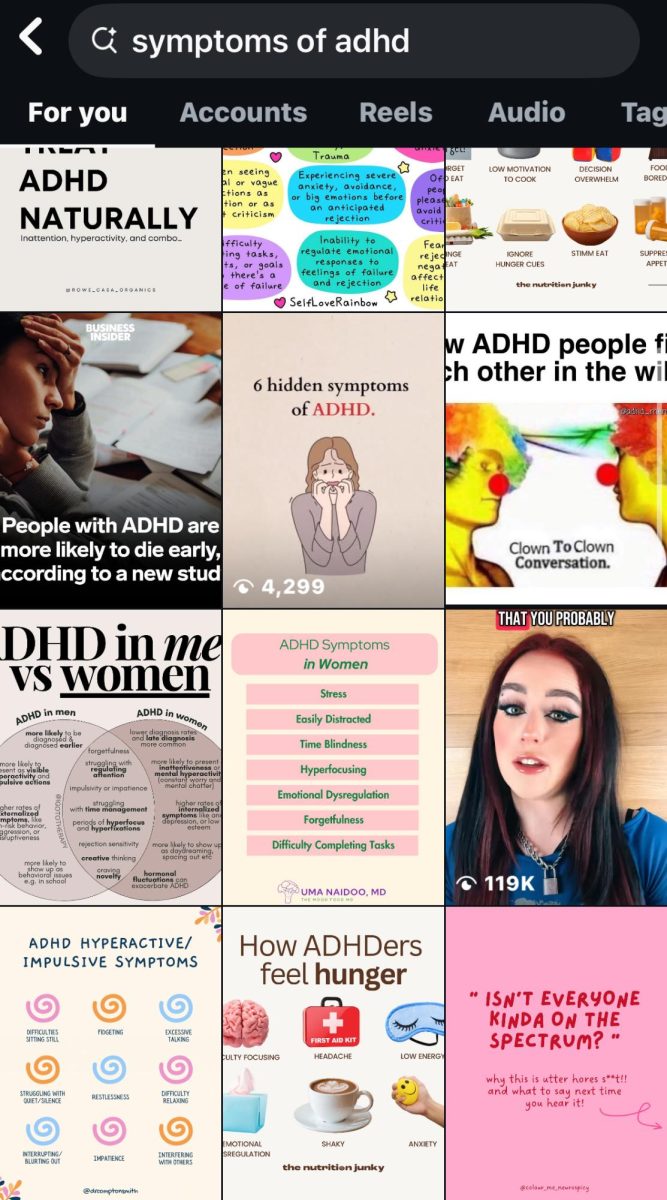 Feed search on the symptoms of ADHD from instagram reels.