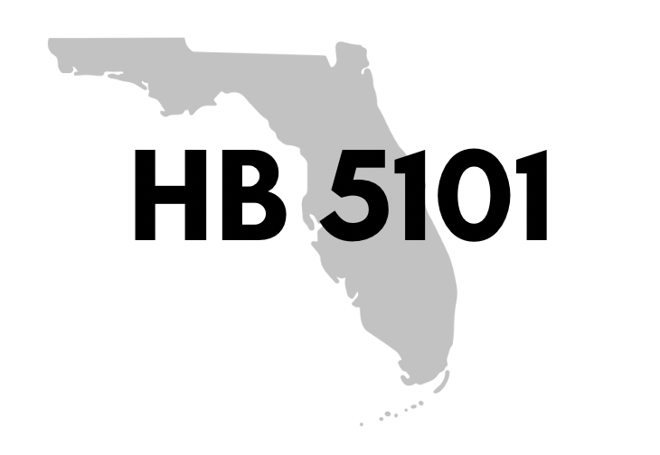 Graphic of HB 5101 above a silhouette of Florida made on Canva.
