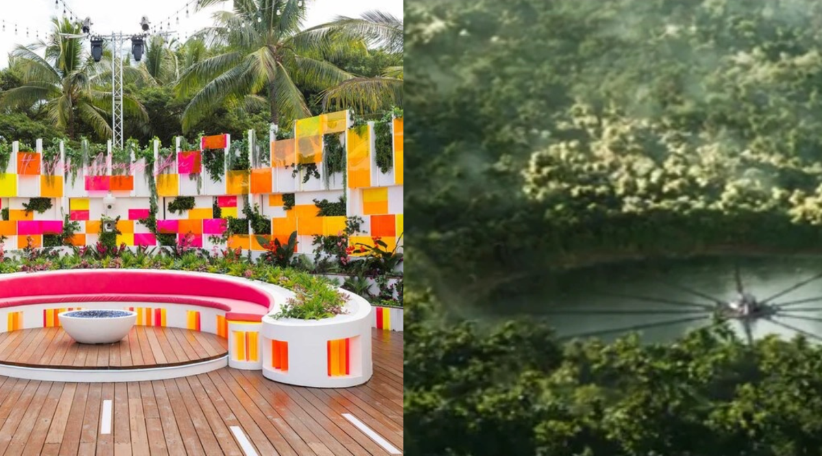 Comparison of the arena in Hunger Games "Panem" (left) and villa in Love Island (right)
