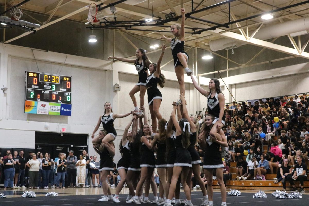 Cheer tower at Hoco pep rally