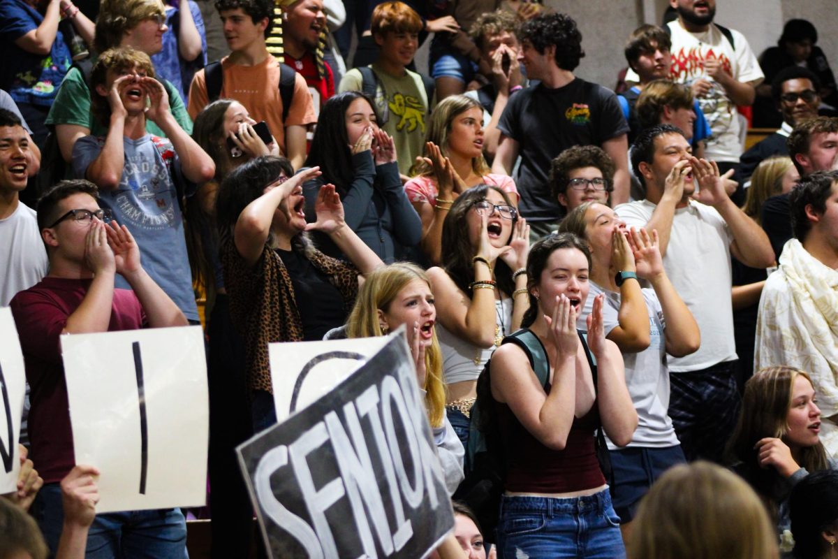 Senior's chanting for the Pep Rally victory.