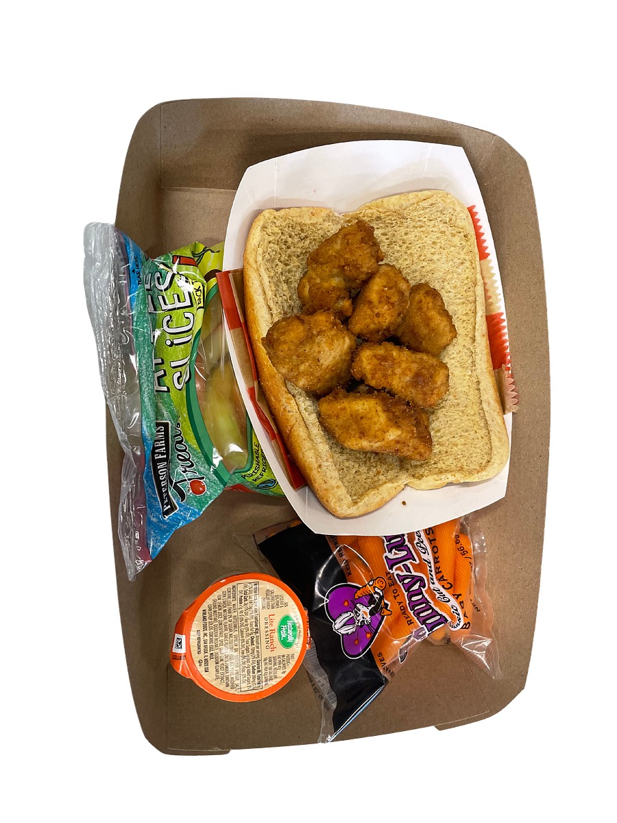Assortment of daily school lunch.