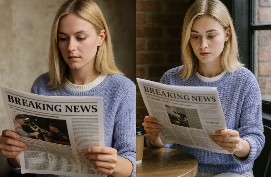 Can you tell which photo is AI generated? Most would not be able to identify that both are AI generated, highlighting the need for digital literacy education.
