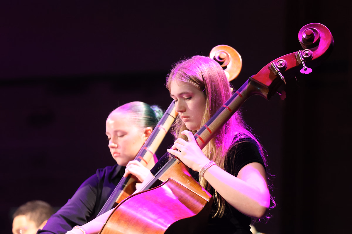 Farrah Murray (28') on Bass Performing "The Kraken" at the fall orchestra concert.