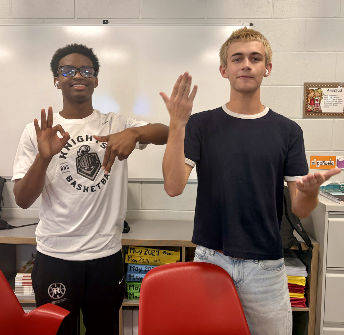 Will Hussein ('26) and Jack Perkins ('26) flipping the classic 67 signs. 