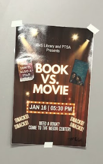 Advisement for the book vs movie event.