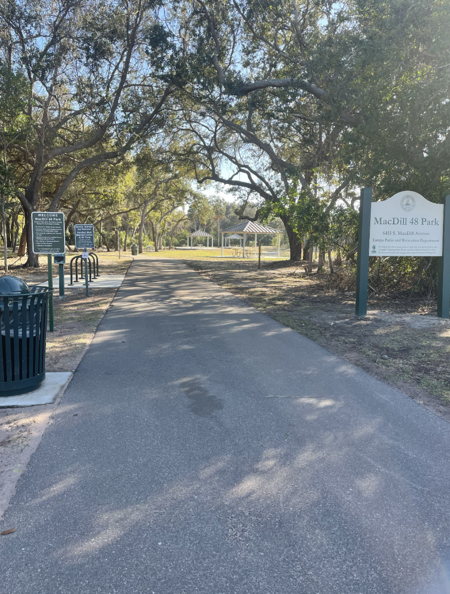The new Macdill 48 Park, featuring expansive walking trails and nature views. “Walking these trails is like the equivalent of hiking in other states, it’s so peaceful and beautiful,” Aubrey Cleveland (‘26) said.