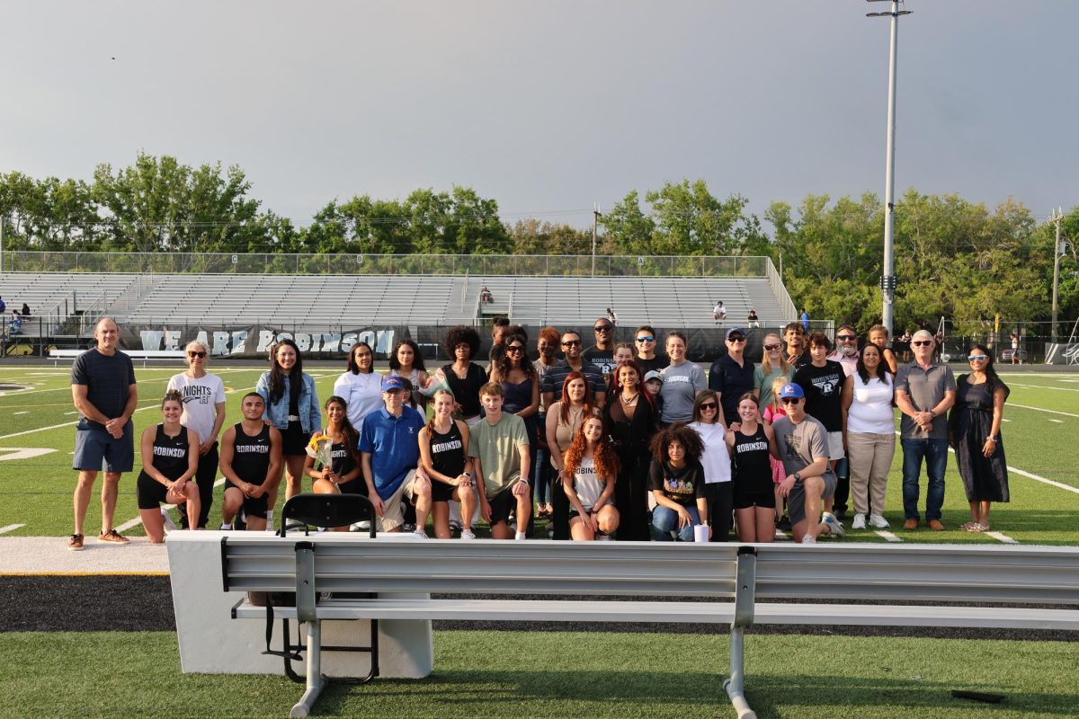 All Track and Field seniors and their families at senior night 