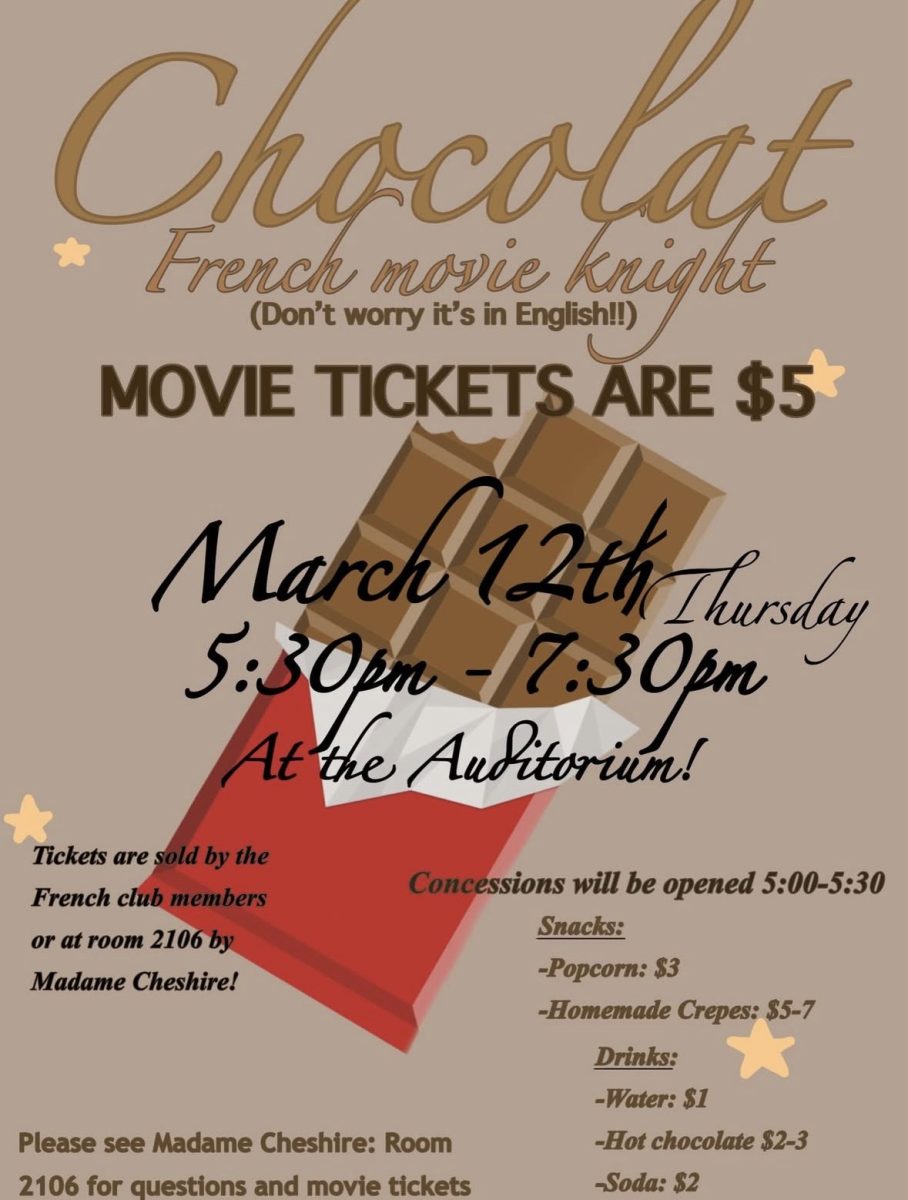 Flyer advocating for students to attend the movie night. 