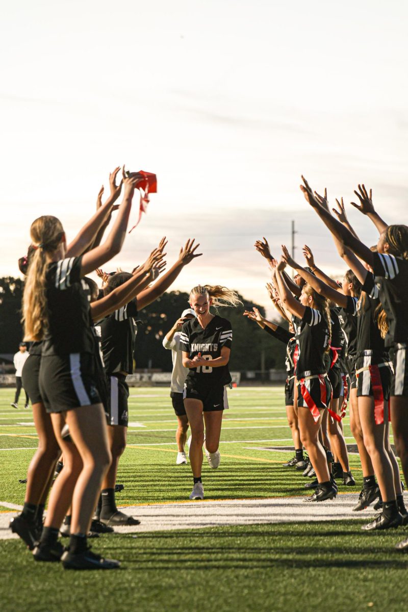 Paige Halverson ('26) last pre-game run through when getting introduced 