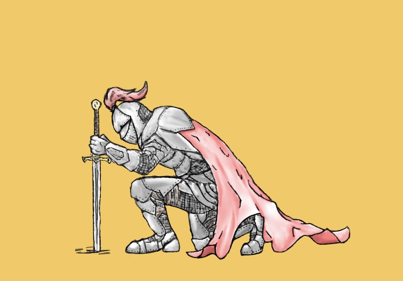 A knight in shining armour, the original model for the chivalric code. 